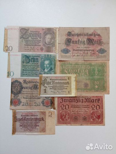 Банкноты старинные Германия Япония