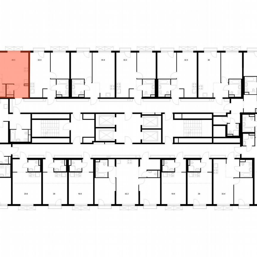 2-к. квартира, 48,5 м², 6/24 эт.