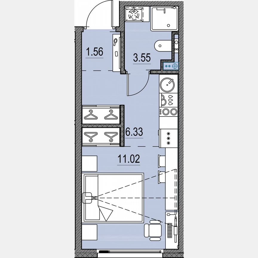 Квартира-студия, 22,5 м², 9/16 эт.