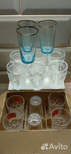 Хрустальные стопки,стопки купоросное стекло. СССР