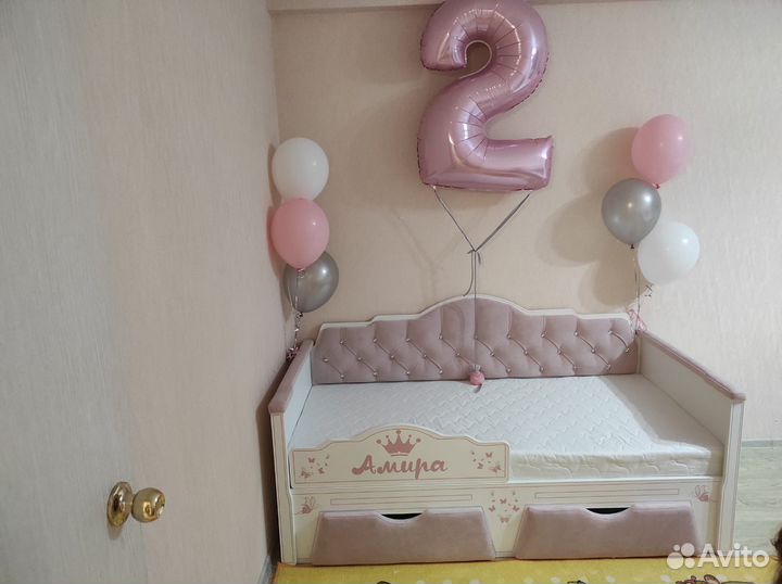 Детская кровать от 3 лет с бортиками нежно Розовая