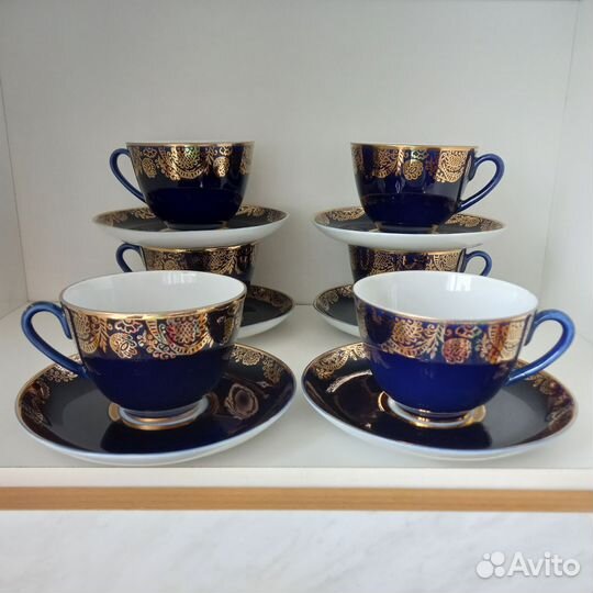 Чайная пара 3с лфз кобальт СССР, 6пар