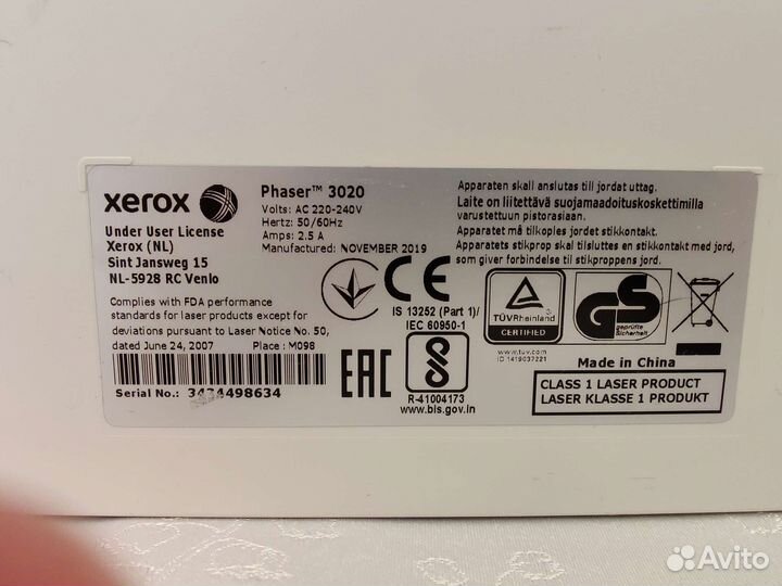 Принтер лазерный Xerox Phaser 3020