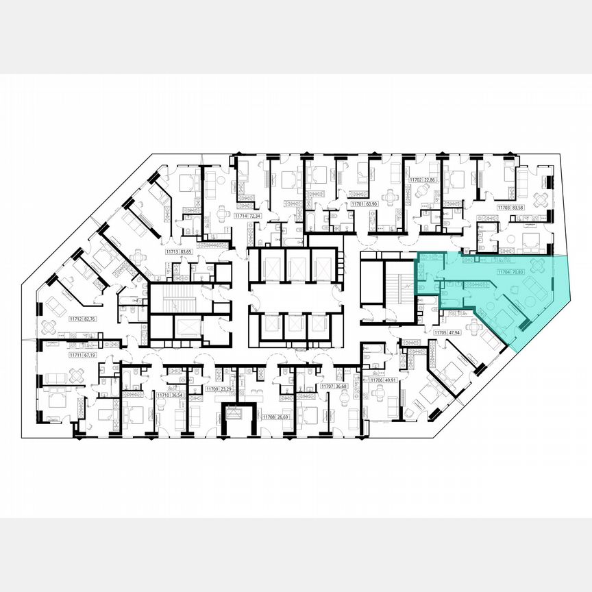1-к. квартира, 72,1 м², 17/55 эт.