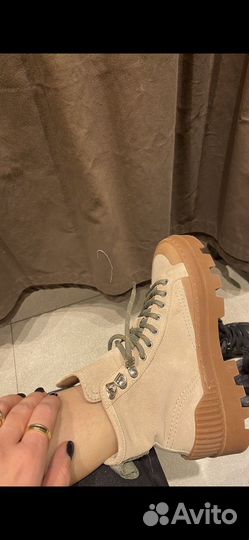 Сапоги zara натуральная кожа