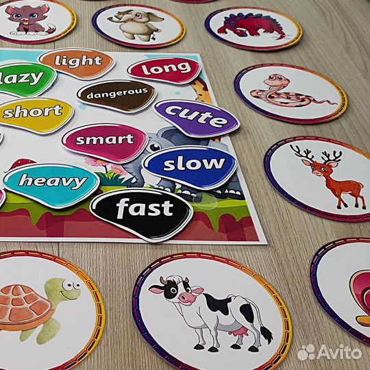 Игра c английскими прилагательными на липучках