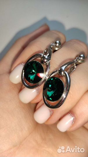 Серьги пусеты/гвоздики с кристаллами Swarovski
