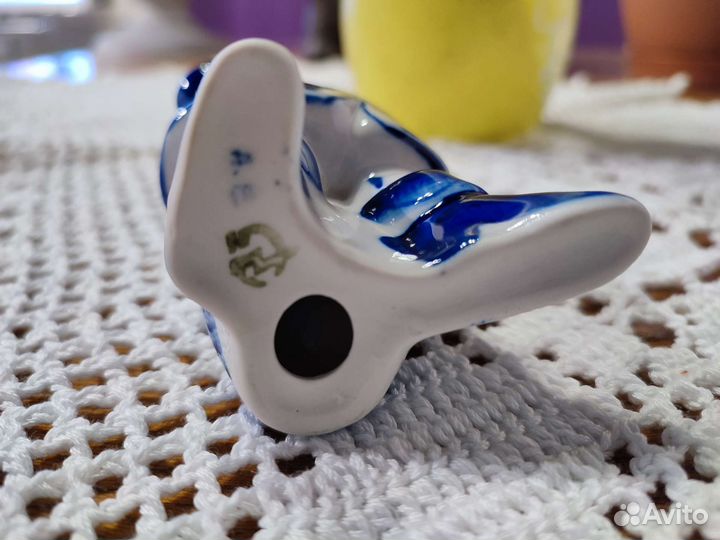 Кот в сапогах Гжель в золоте