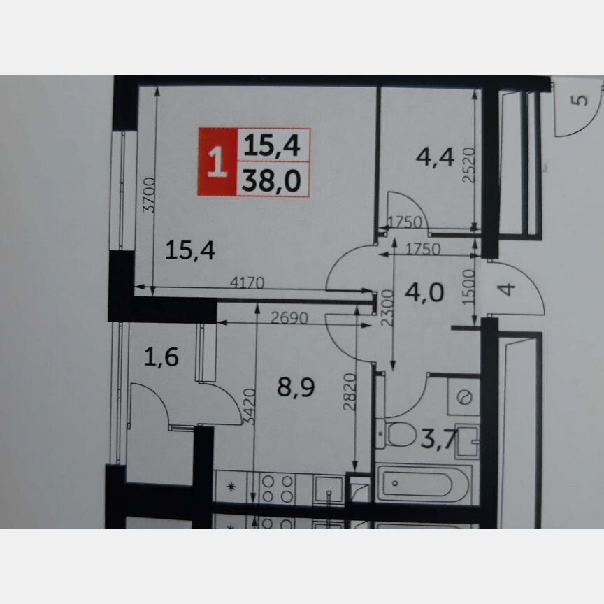 1-к. квартира, 38 м², 28/43 эт.