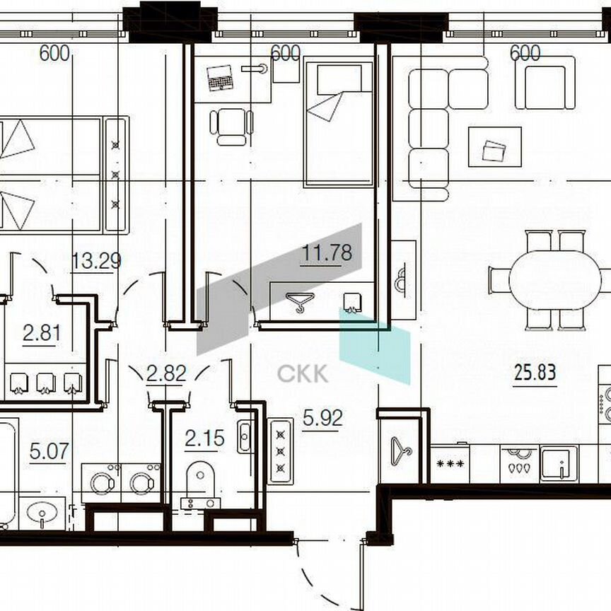 2-к. квартира, 69,7 м², 7/9 эт.