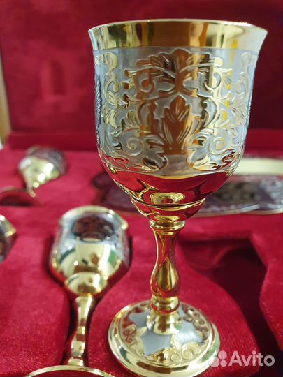 Набор винный. Латунь, никель, золото, эмаль. Новый