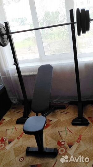 Гантели+Штанга-100+Скамья+Стойка