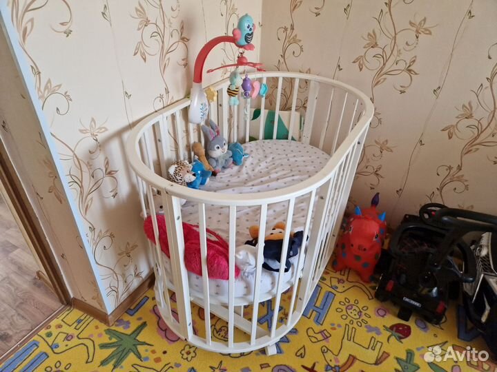 Детская кроватка трансформер круглая