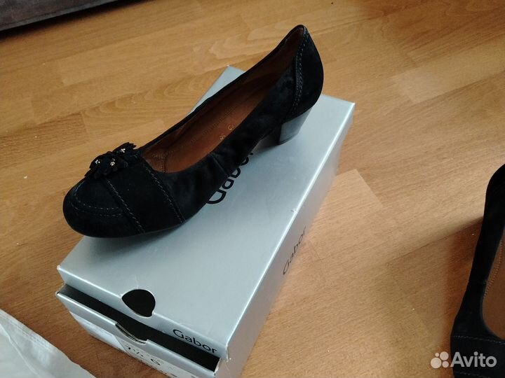Туфли замшевые чёрные gabor 41