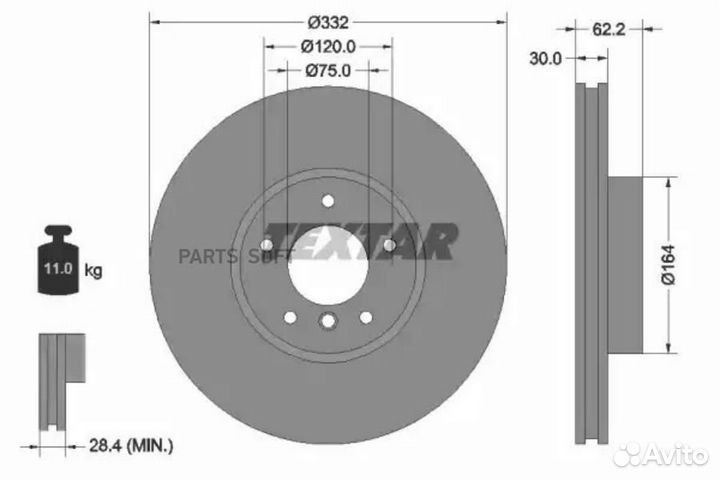Textar 92160805 Диск торм. перед. BMW X5 E70 07 PRO+
