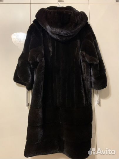 Шуба норковая с капюшоном 44 46 бу