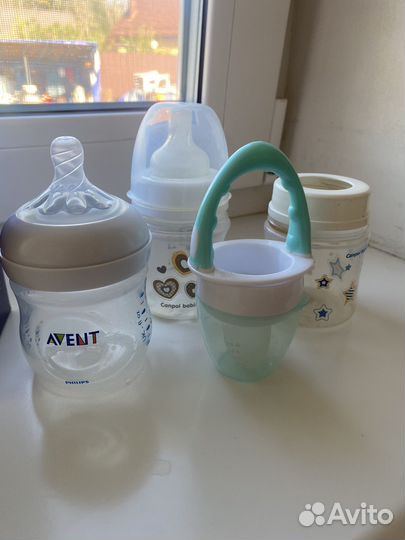 Молокоотсос Avent + бутылочки