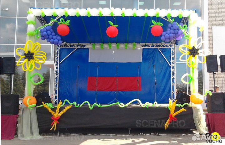 Алюминиевая сцена 6,0 х 3,6 м с односкатной крышей