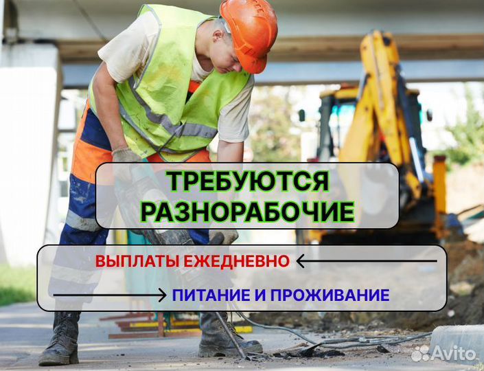 Разнорабочий ежедневные выплаты с проживанием