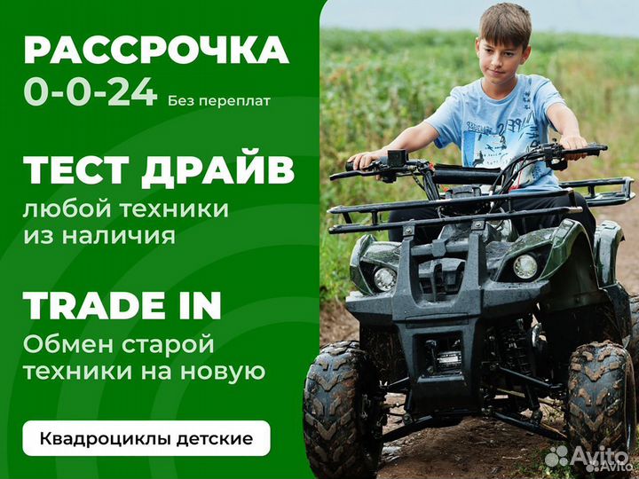 Квадроцикл Motoland wild X 125 черно-зелёный