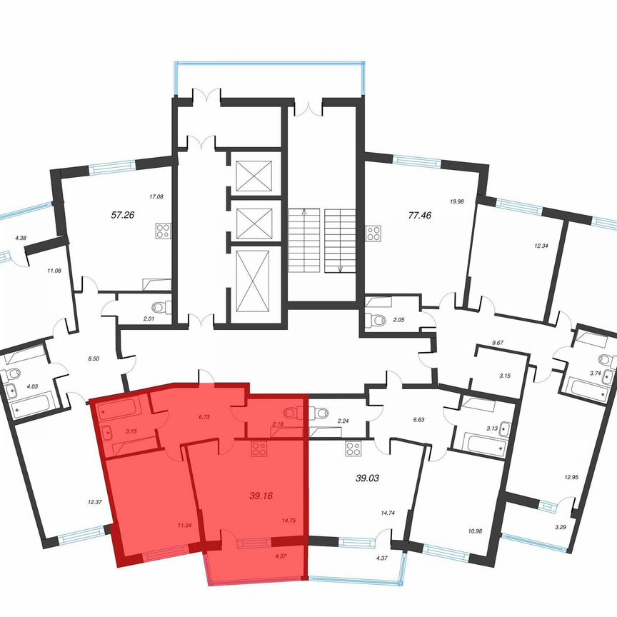 1-к. квартира, 42,2 м², 3/22 эт.