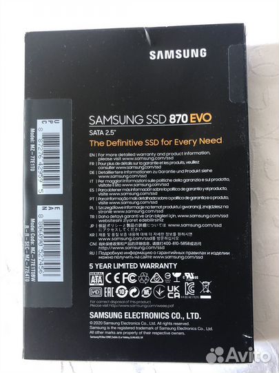 Новый Samsung 870EVO 1 TB SSD SATA