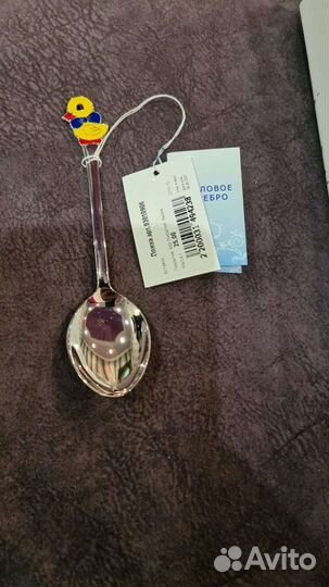 Серебряная чайная детская ложечка 25грамм, новая