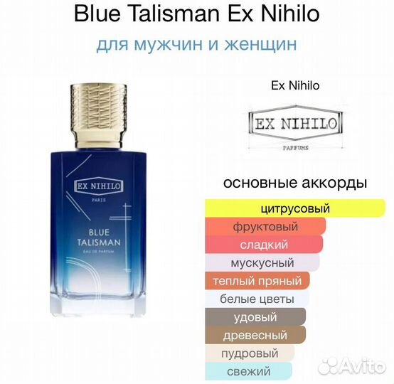 Ex Nihilo Blue Talisman миниатюра пробник парфюм