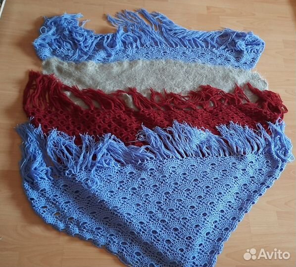 Большие тёплые женский платки - шали с кистями