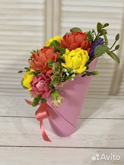 Букет из мыла, Пионы