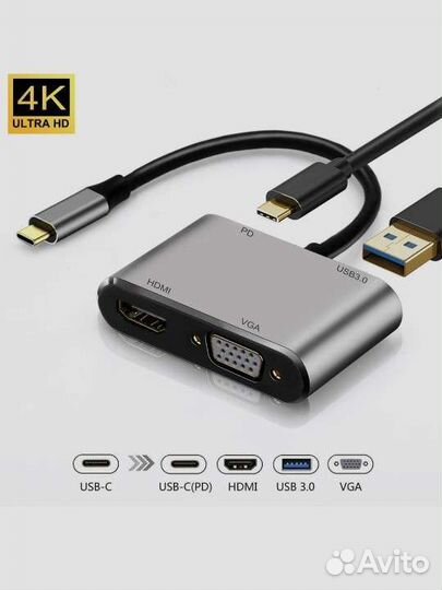 USB адаптер C-VGA hdmi концентратор 4 в 1