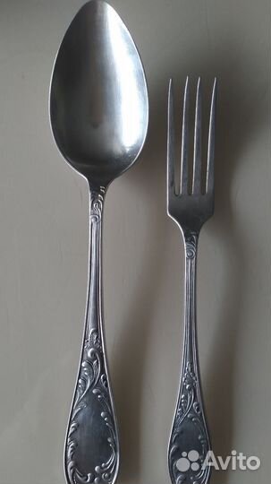 Мельхиоровые ложка вилка Кольчугин