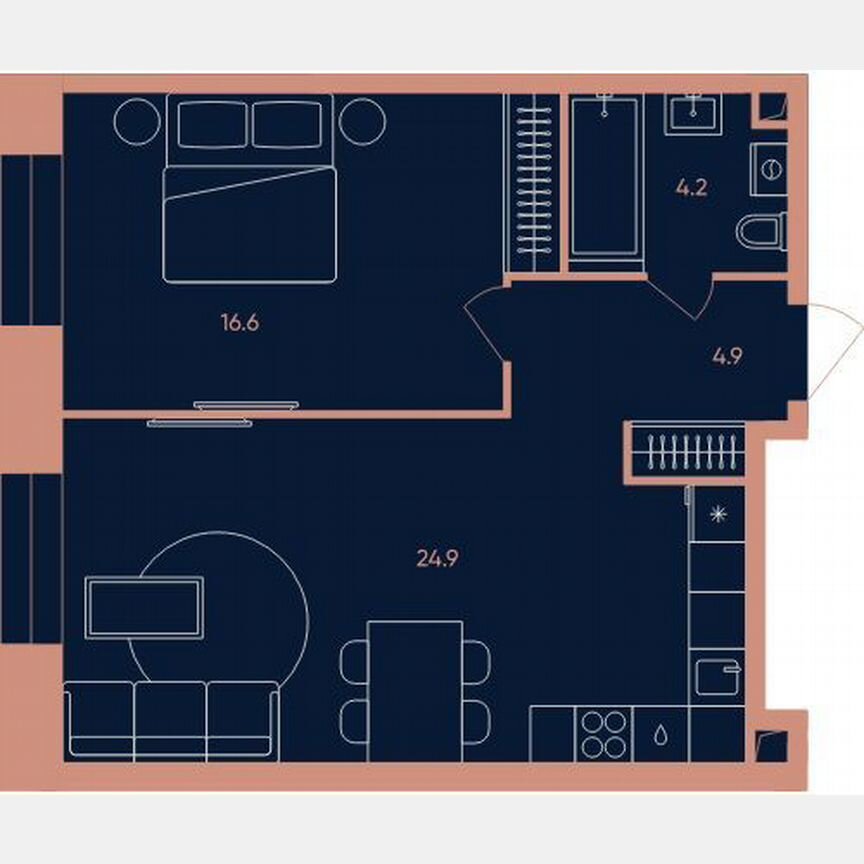 1-к. квартира, 50,6 м², 10/32 эт.