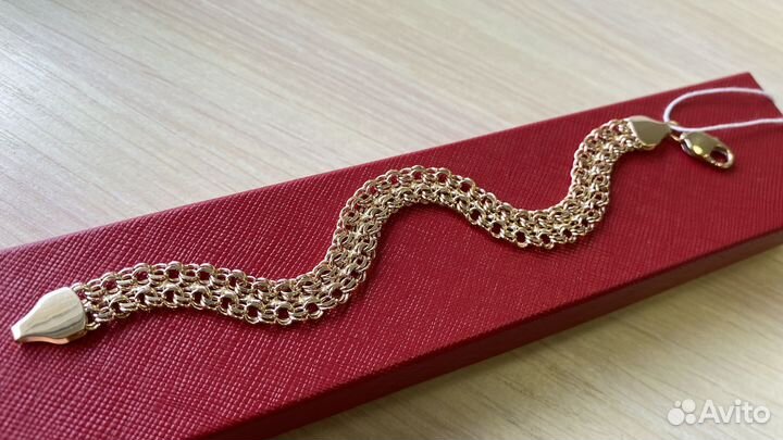 Золотой браслет двухрядный бисмарк 20