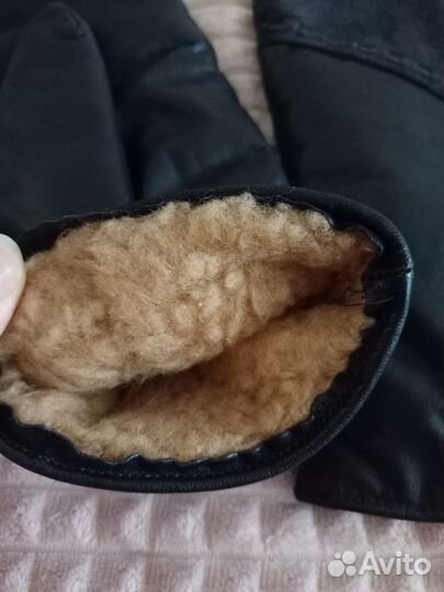 Зимние кожаные варежки мужские женские