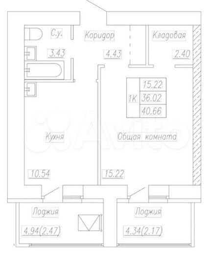 1-к. квартира, 40,7 м², 3/16 эт.