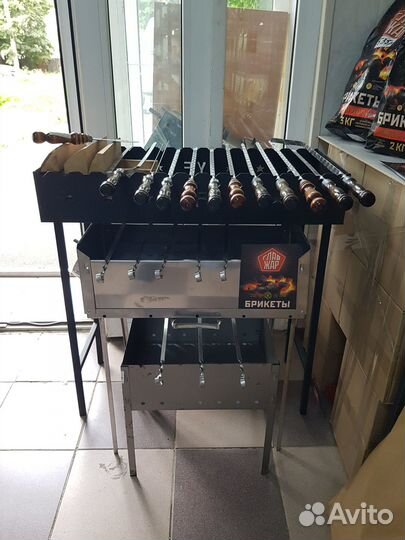 Мангал, шампуры, уголь, решетки гриль