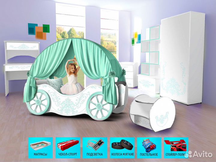Детская кровать карета для девочки