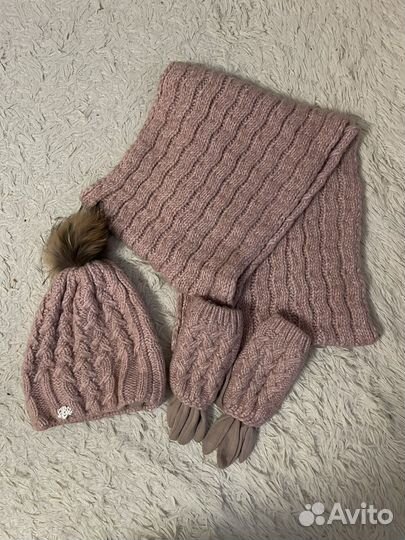 Комплект шапка снуд и варежки