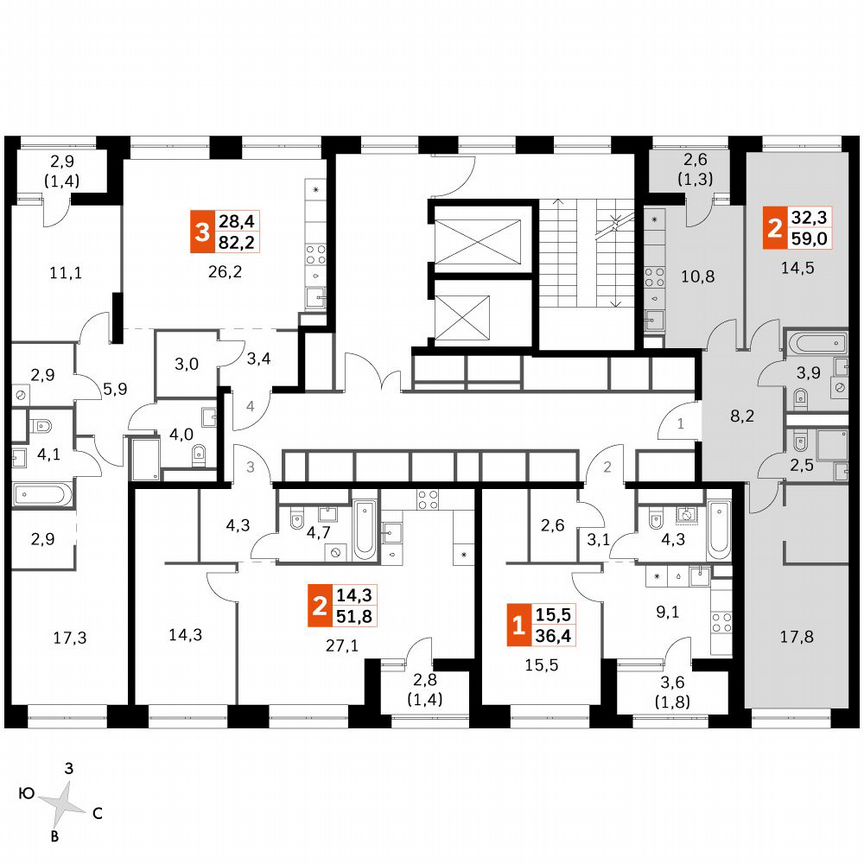2-к. квартира, 59,4 м², 23/23 эт.
