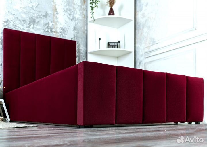 Кровать 90х200 Богема велюр бордо