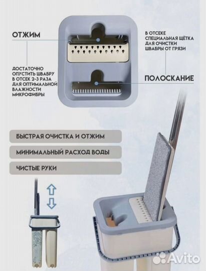 Швабра с отжимом и ведром