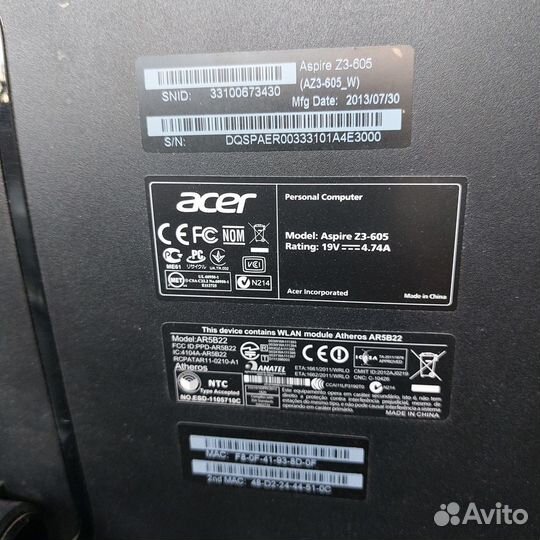 Компьютер моноблок Acer Aspire Z3-605
