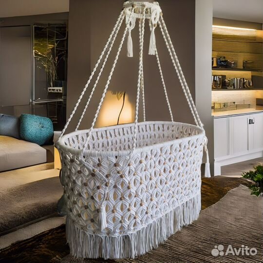 Детская люлька колыбель подвесная плетеная