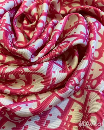 Шелковый платок шаль Christian Dior розовый