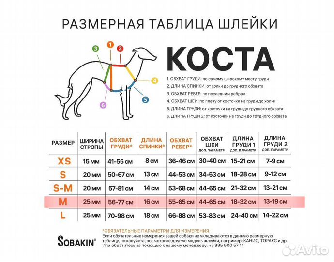 Шлейка анатомическая для борзых Sobakin Коста