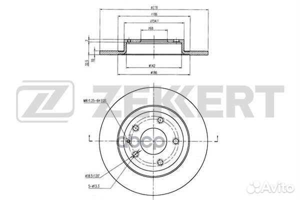 Диск тормозной задний D278 GHT226251 zekkert