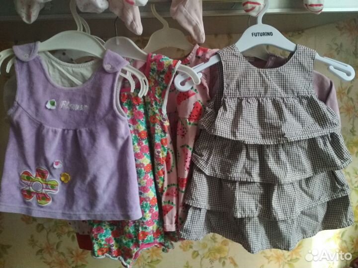 Вещи для девочки (слипы,боди,платья) от 3-х мес