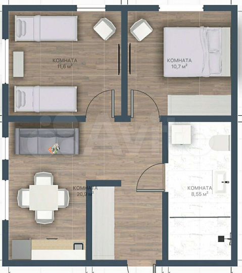 2-к. квартира, 50 м², 22/25 эт.