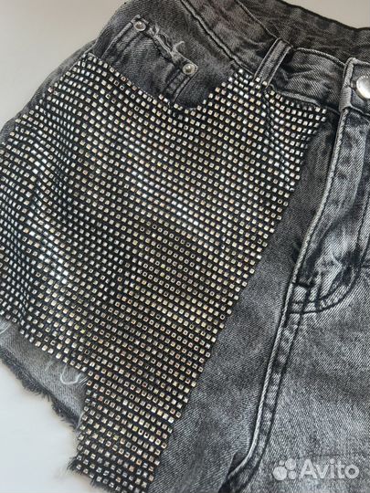 Шорты джинсовые женские со стразами